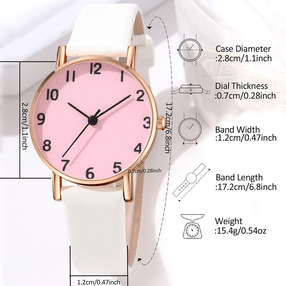 1PCS Minimalist Style Digital Pink Dial Watch Paired With A Casual Quartz Watch For Couples Is The Perfect Gift For Her