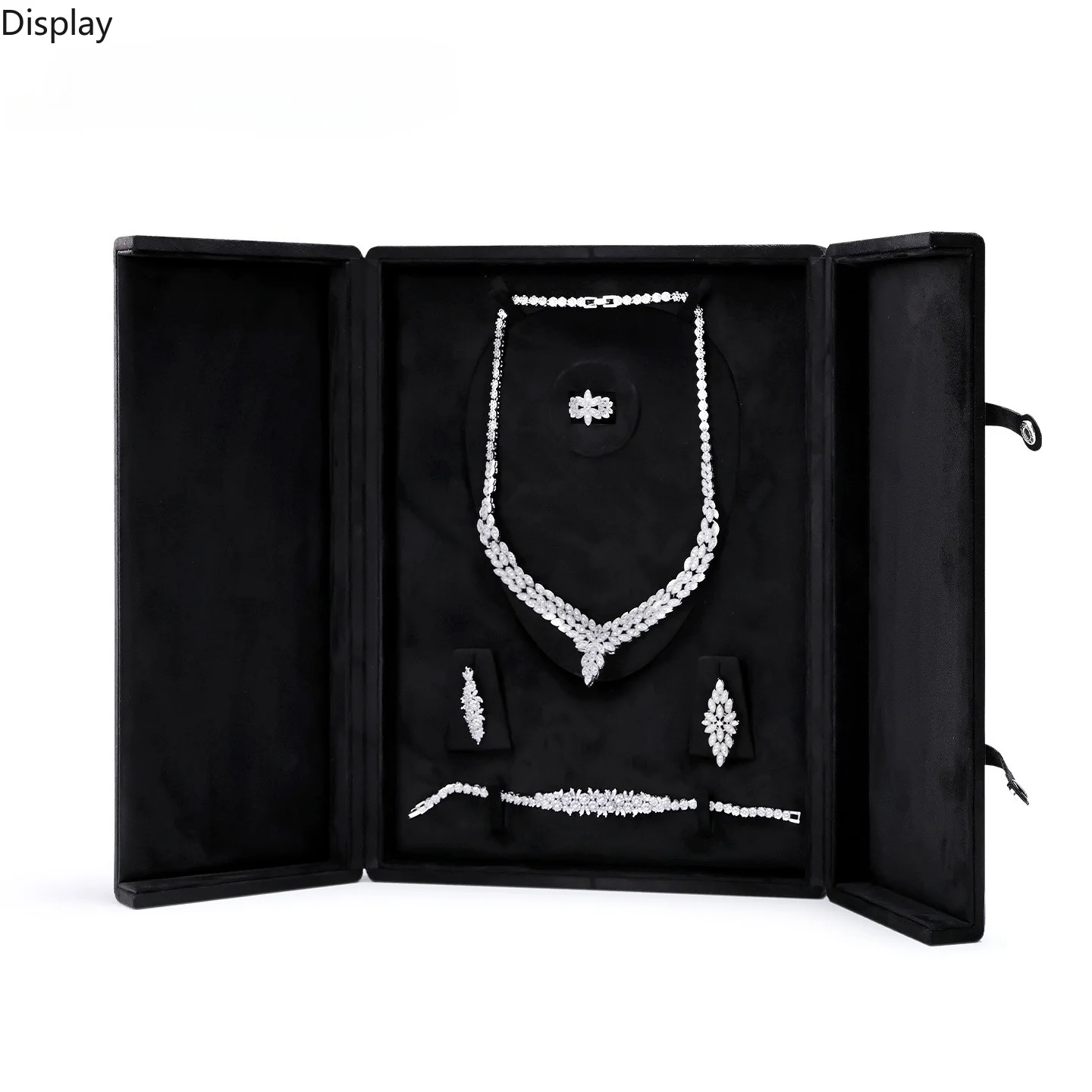 Flip-Top Velvet Jewelry Storage Box, Multi-Layer Compartment Organizer for Bracelet Ring Necklace, Vintage Gift Case
