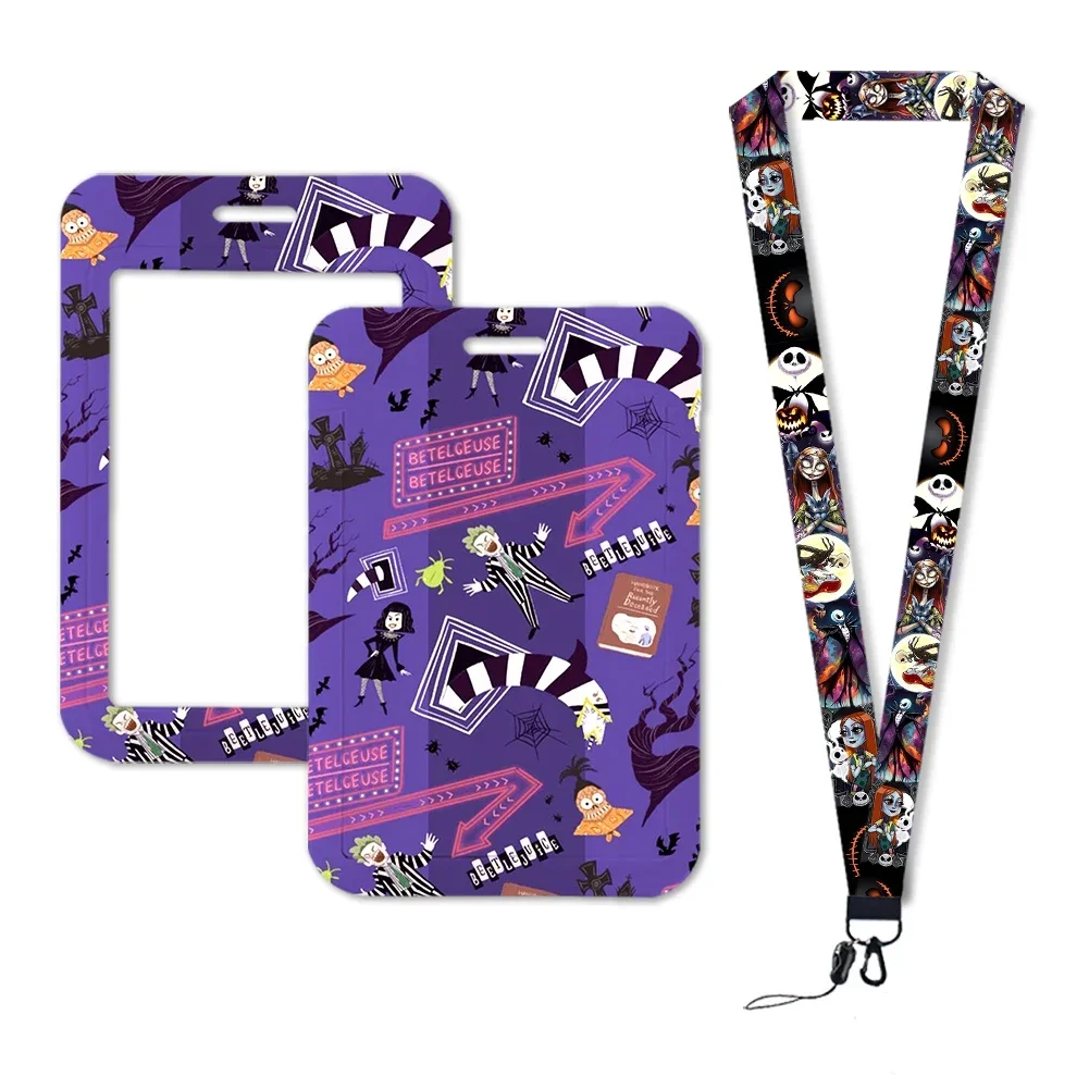 Nightmare Before Christmas moda dziewczęca uchwyt na identyfikator smycz etui na karty kredytowe z uroczym breloczkiem smycz na szyje etykieta z imieniem