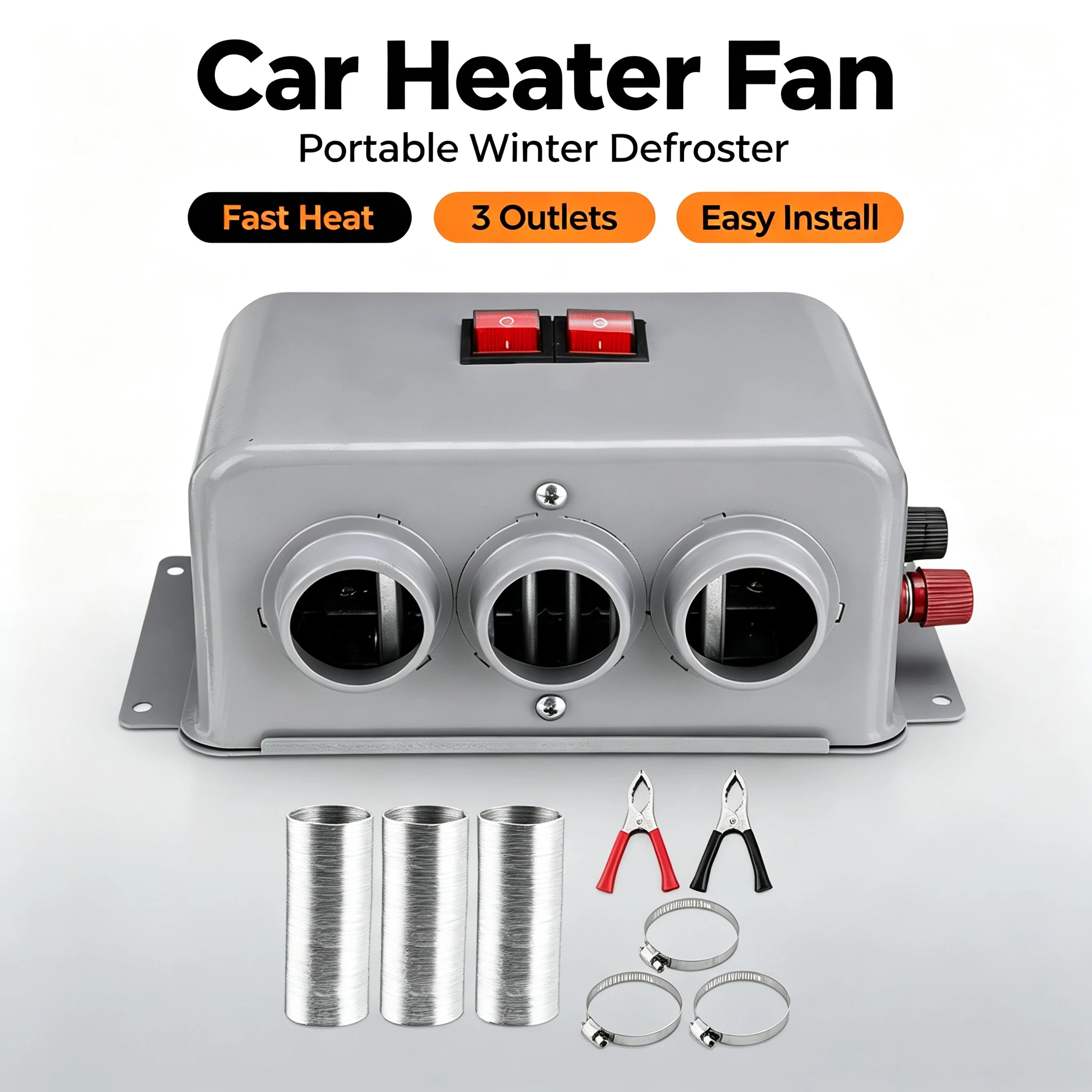 Automotive Windshield Defogger 12V 24V Car Heater Cooling Fan Portable Anti-Fog Demister for Truck Boat Auto Parts