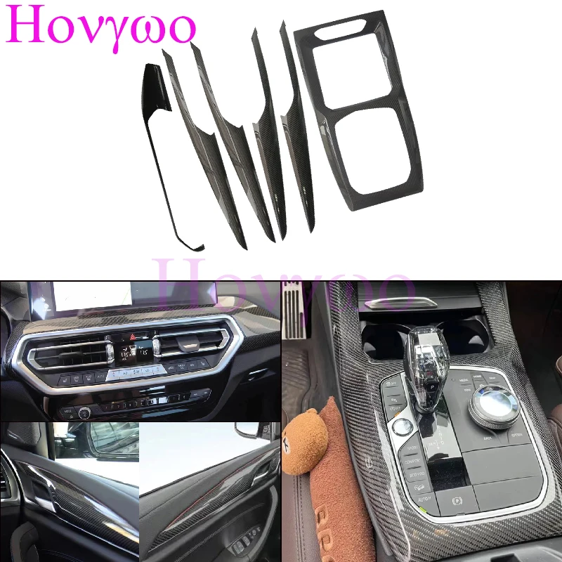 For BMW X3 G01 X4 G02 2023up Real Carbon Fiber Car Door Panel Center Console Cover Interior Trim Accessories