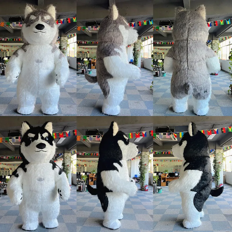 

Надувной плюшевый костюм-маскот гигантского хаски для взрослых: рекламный, для парадов, Хэллоуина, Рождества, вечеринок