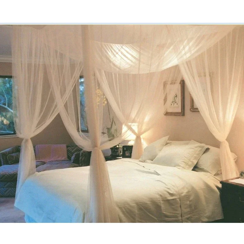 4 Colours Four Corner Home Practical Mosquito net made of polyester fiber With Storage Bag Protection Bedroom 190*210*240cm