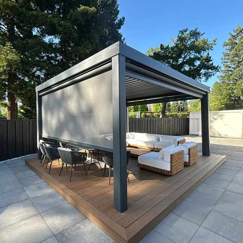 Sun Shade Pergola Aluminium Gazebo Bioclimatic Pergola Motorized Manual Electric Waterproof Louvre Pergola for Outdoor Garden