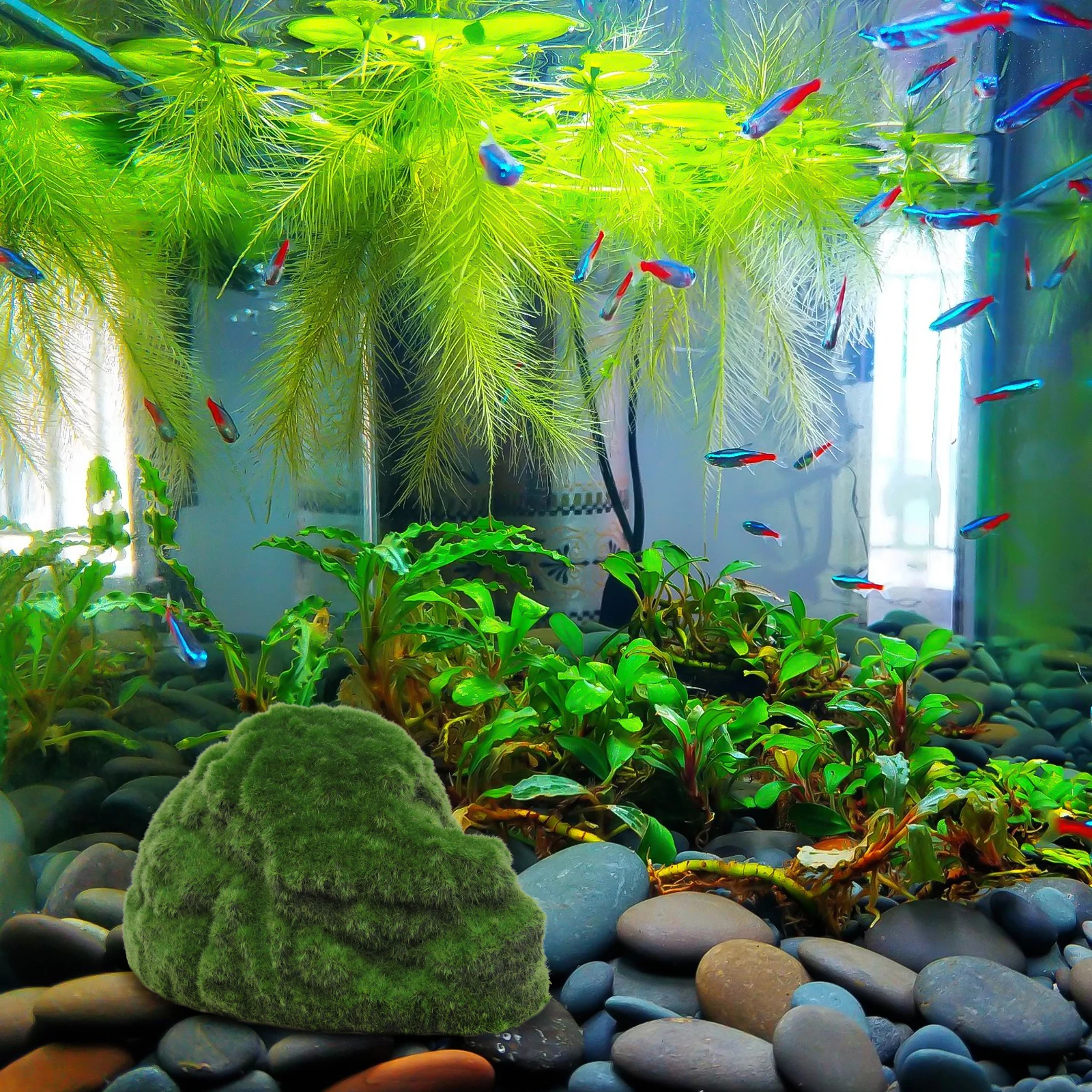 

Moss Flocked Turtle Hole Reptile Habitat Aquarium Hiding Cave Terrarium nament Freshwater Fish Tank Resin Durable Pet Reptile