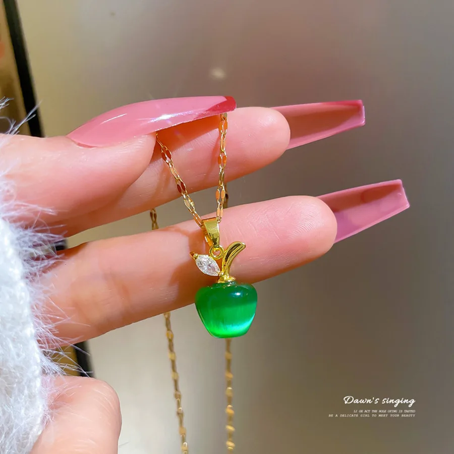 التيتانيوم الصلب عيد الميلاد التفاح قلادة مجوهرات احتفالية الإكسسوار #1