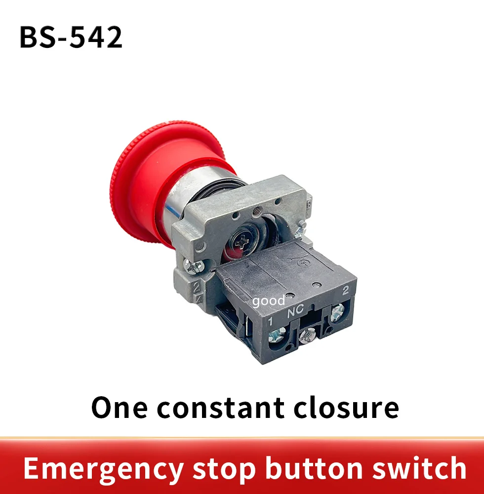 1Pcs High Quality XB2-BS542 22mm NC Red Mushroom Emergency Stop Push Button Switch