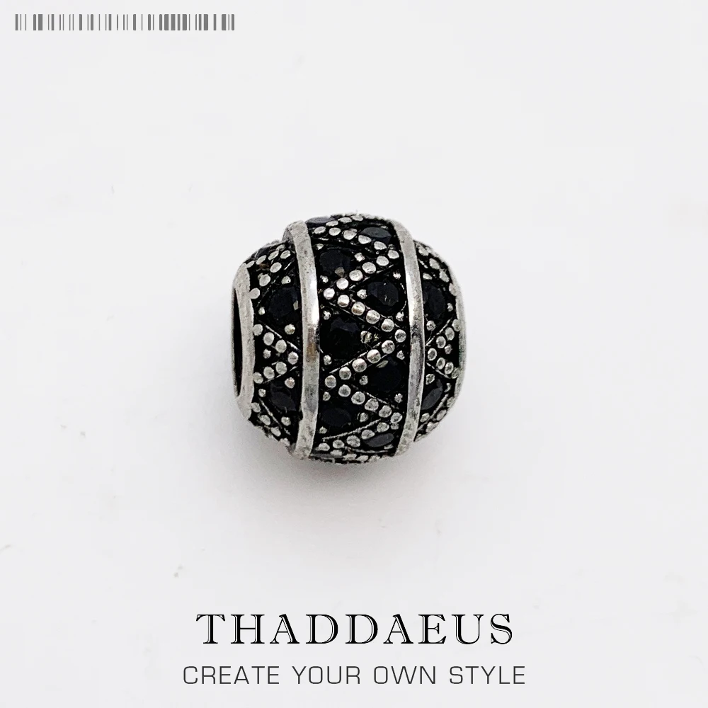 Beads Black Zig Zag Micro Pave Ball Charm For Women Europe Fashion DIY Fine Jewelry Making