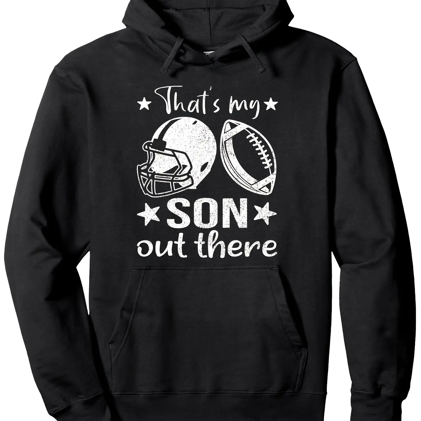 

thats my son out there hoodie black white football helmet print oversized pullover parent support sports mom dad sweatshirt​