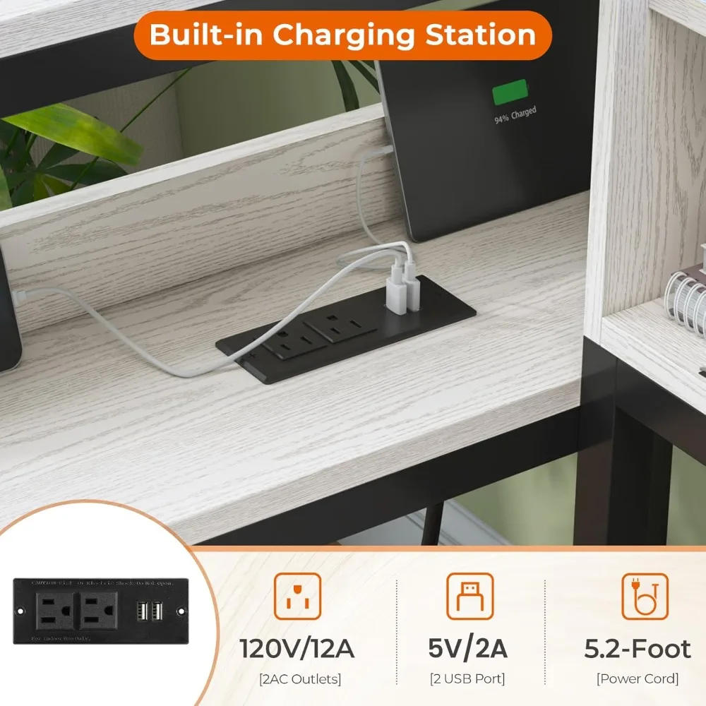 سرير Hasuit ذو زاوية كاملة مع أدراج وأرفف تخزين لخزانة الكتب، وسرير نهاري كامل مع محطة شحن وإضاءة LED، وخشب المزرعة