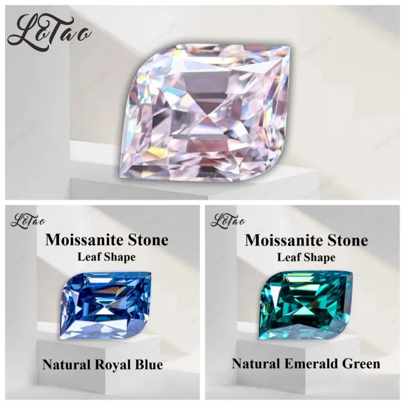 Moissanite Stone Leaf Shape Specail Cut Multiple Color Charm Gemstone for DIY Jewelry Making Rings Bracelet with Certificate