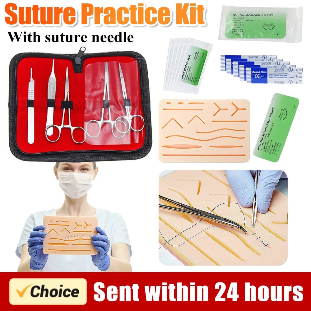 1-4Set Medical Students Suture Practice Kit Surgical Training with Skin Pad Model Tool Set Educational Teaching Equipment