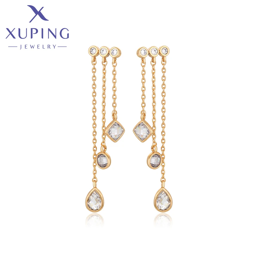 Xuping Jewelry New Arrival Fashion Серьги Drop Earring of Gold Color Huggies Ear for Women Girl Party Gift X001019835