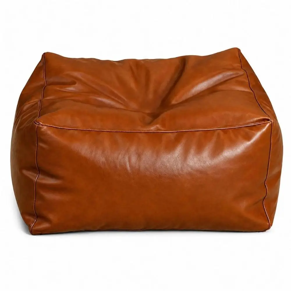 PU Leather Fillable Storage Ottoman Cover Fillable Waterproof Footstool Cover Claw Resistant Wear Resistant Storage Footstool
