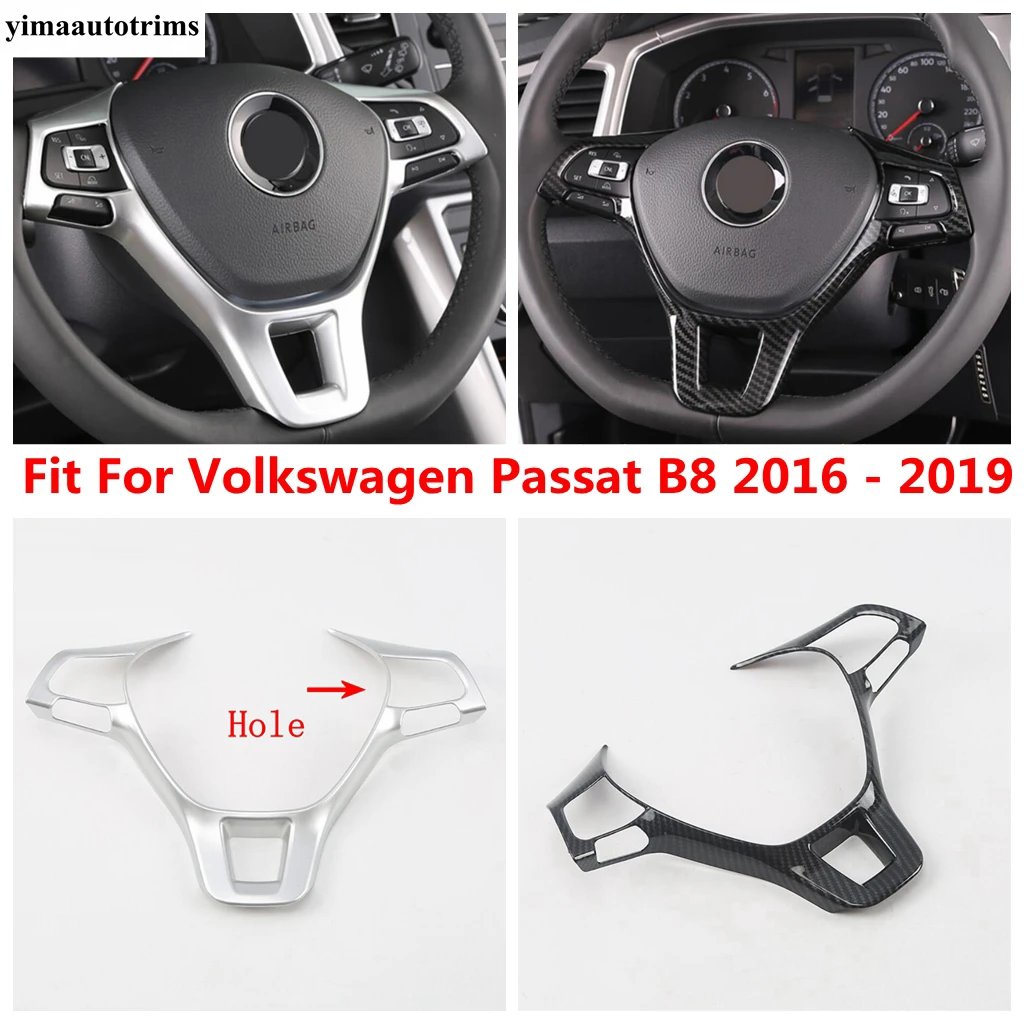 Auto Steering Wheel Button Frame Cover Trim For Volkswagen Passat B8 2016 - 2019 ABS Matte / Carbon Fiber Accessories Interior