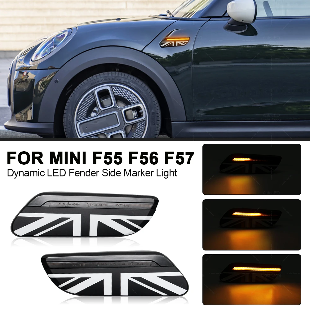 

UK Union Jack Style LED Turn Signal Blinkers Light For Mini Cooper F55 F56 F57 LCI2 2014- Dynamic Indicators Side Marker Lamp