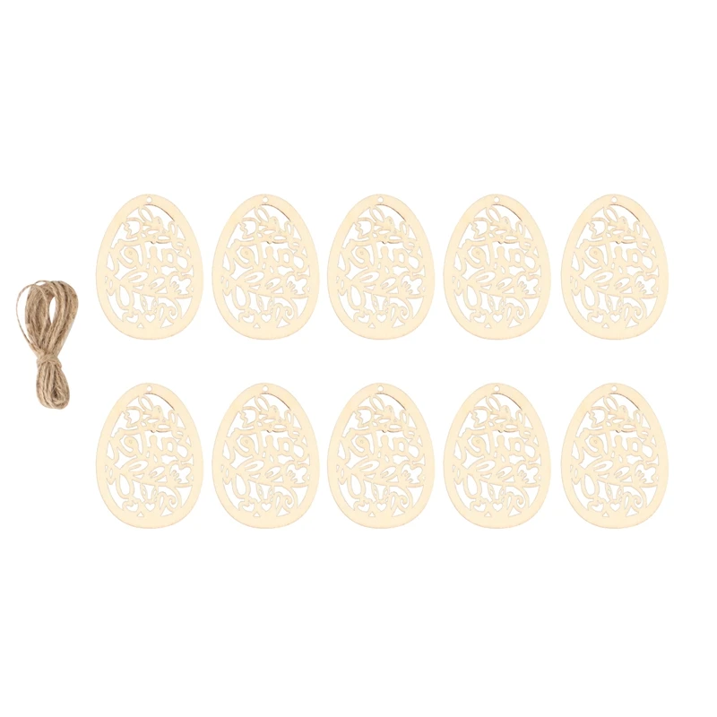 60PCS Happy Easter Bunny Eggs Wooden Craft Decorations Family Party DIY Wood Chip Ornaments Natural Handicrafts