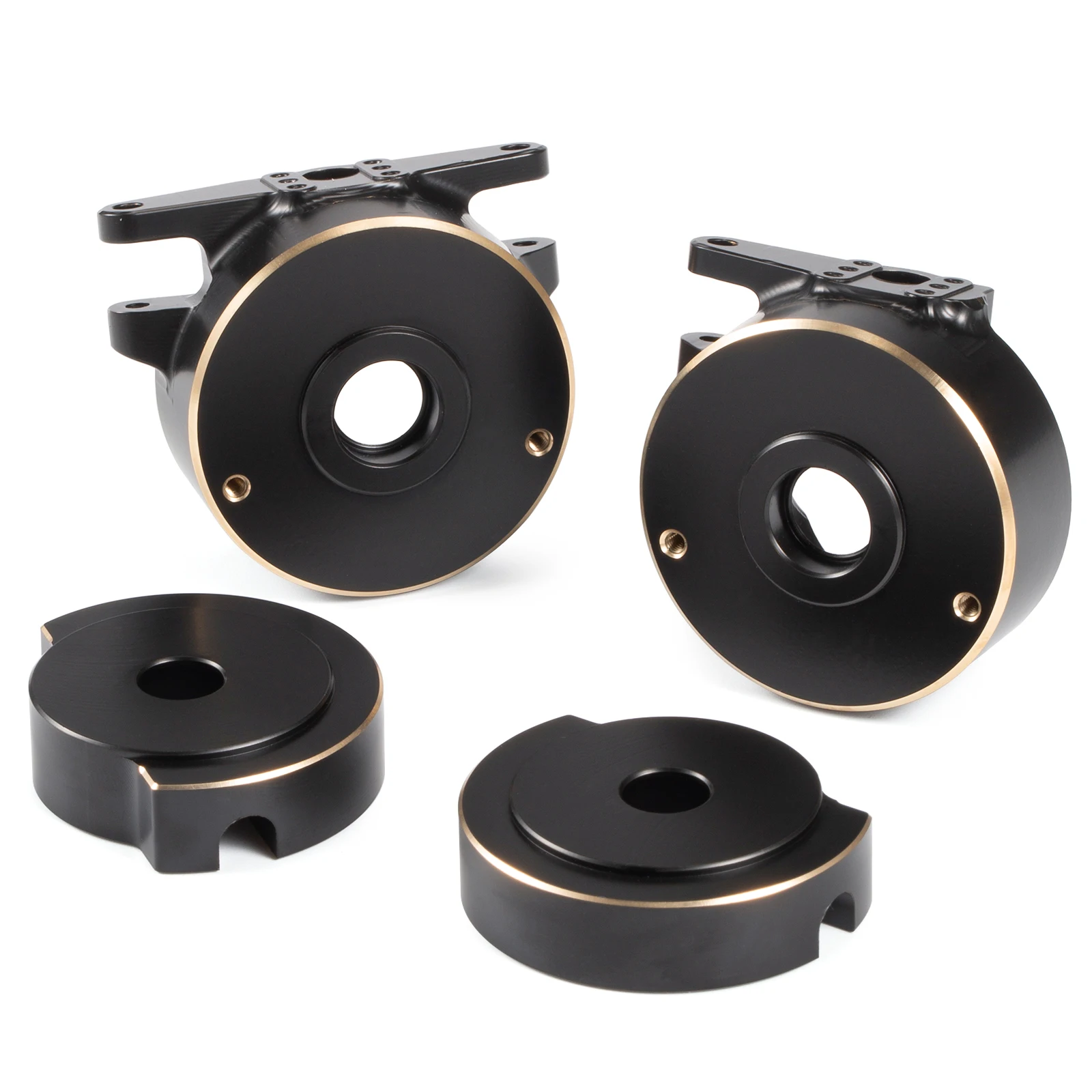 

CNC Brass Front Steering Knuckles and Rear Axle Tube Cap Weights for Vanquish H10 Optic Lowering Center of Gravity Upgrades