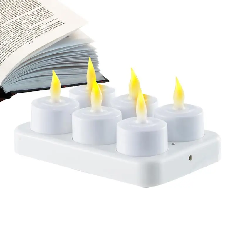 

Rechargeable Candles Flickering 2 Working Modes LED Tealights 6PCS Seasonal Decor For Winter Ambiance Lighting Mood Lighting