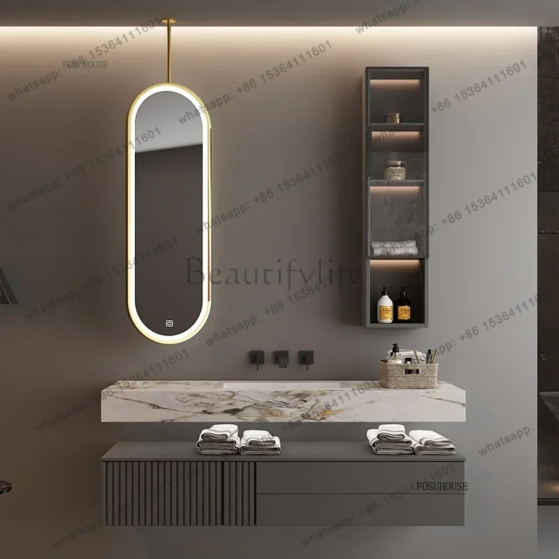 Luxury Hotel Bathroom Mirrors Modern Designer Hanging Bath Mirrors with LED Light Nordic Oval Vanity Mirror for Home Bedroom r