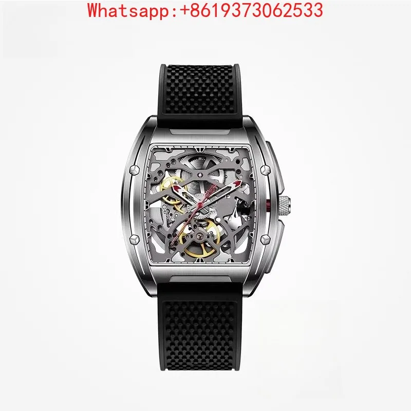 Customized High-end Sharp Series Mechanical Watch Wine Barrel Men's Watch Trend Hollow Business Watch