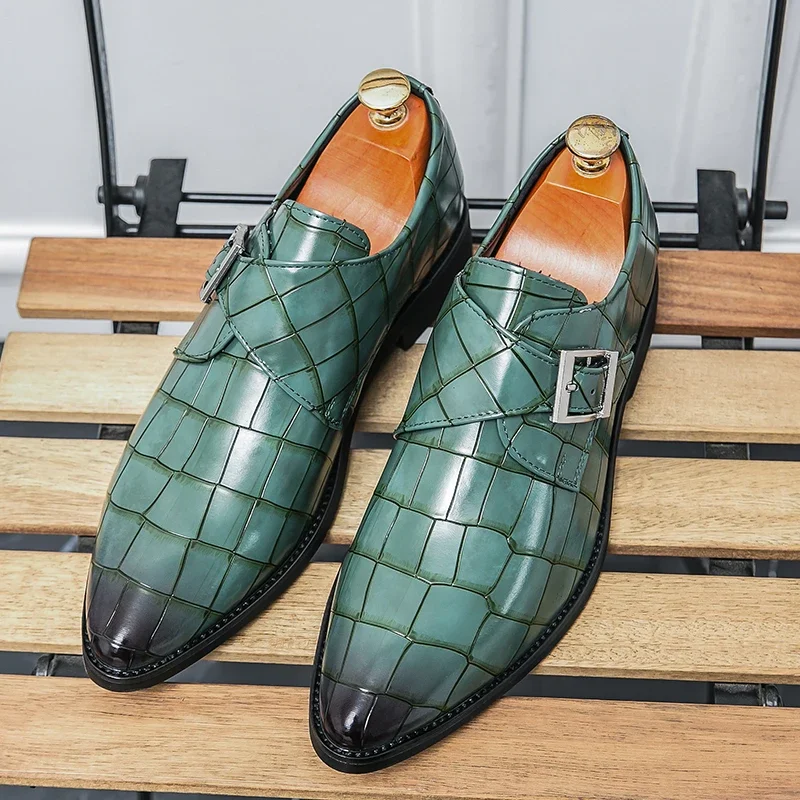 Ashionable-Chaussures en Cuir Derby Classiques pour Homme, Chaussures de Banquet Pointues, Chaussures Formelles pour Homme, Noir et Vert, 38-48