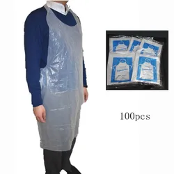 Disposable Aprons 100PCS Plastic Waterproof Apron Lightweight Durable for Painting Party Cooking Housework Picnic Adult Kids