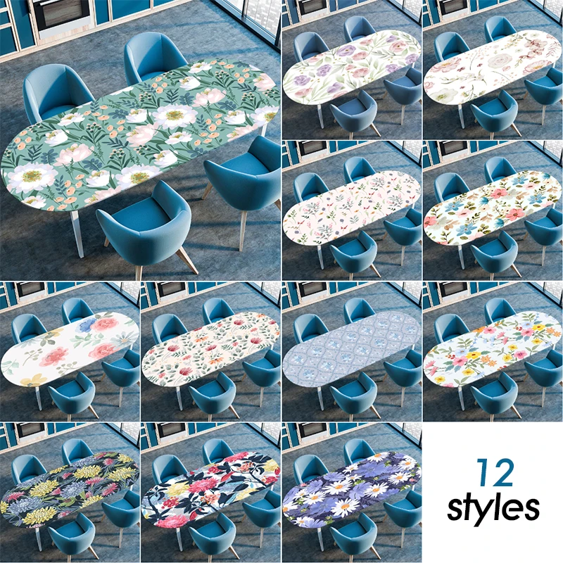 

Oval Table Cover Waterproof Oil-Proof Tablecloth Elastic Kitchen Dining Wedding Party Table Cover Outdoor Courtyard Home Decor