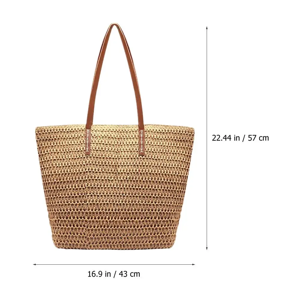 Women's Summer Tote Beach Bag Fashionable Straw Bag Women Simplicity Straw Woven Tote Bag Female Leisure Designer Shoulder Bag