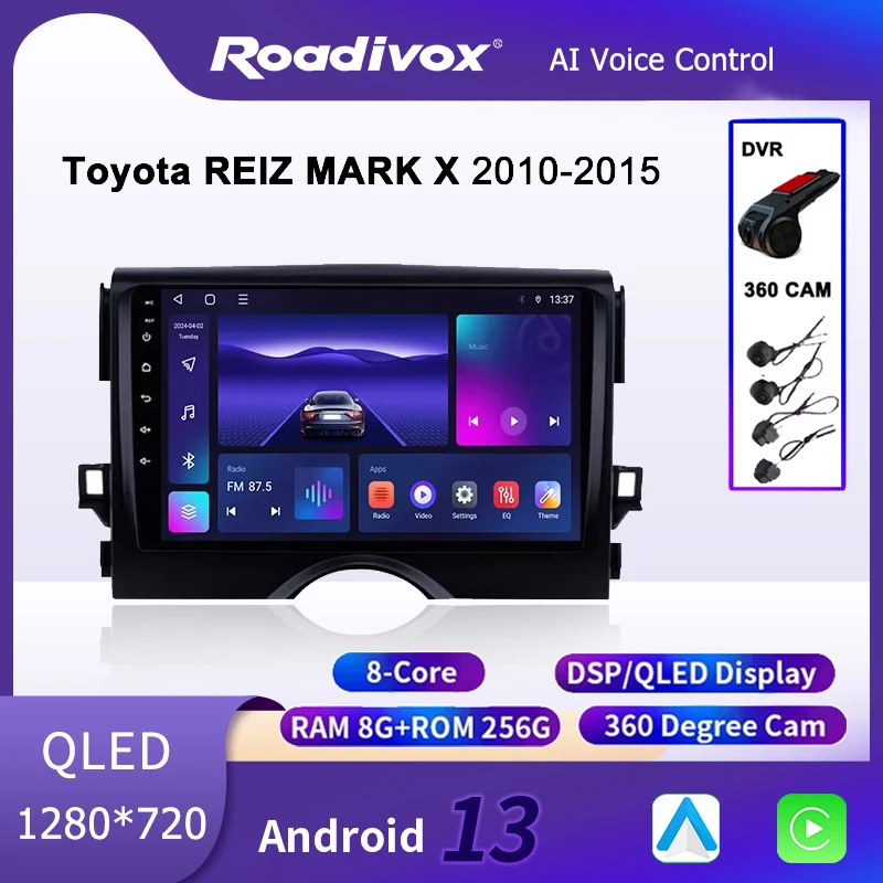 

roadivox Android car radio for Toyota REIZ MARK X 2010 2015 stereo GPS Navigation video Multimedia Player tape recorder carplay