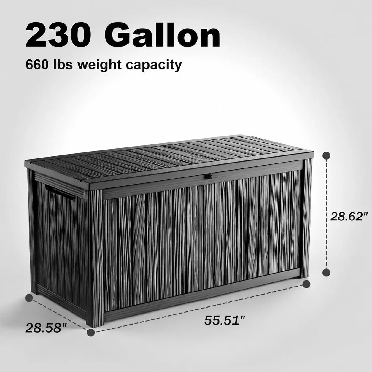 230 Gallon Extra Large Outdoor Storage Box Waterproof UV Resistant Resin Deck Box With Hydraulic Lift Lockable Latch Cushion Container For Patio Furniture Garden Tools Backyard Porch, Black
