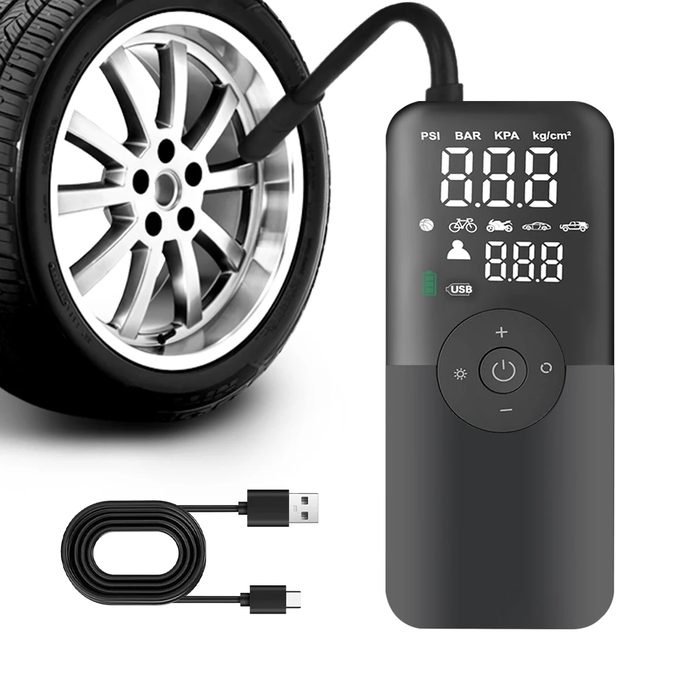 Cordless Car Tyre Inflator Portable Compressor Digital Tire Inflator Rechargeable Air Pump For Motocycle Bicycle Balls