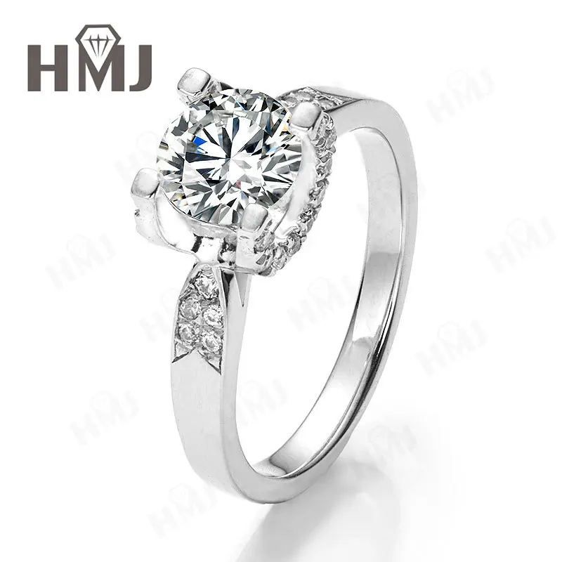 Wedding Moissanite Ring Round Cut D Color for Women 925 Sterling Silver Promise Engagement Fine Jewelry Anniversary Gift Charms
