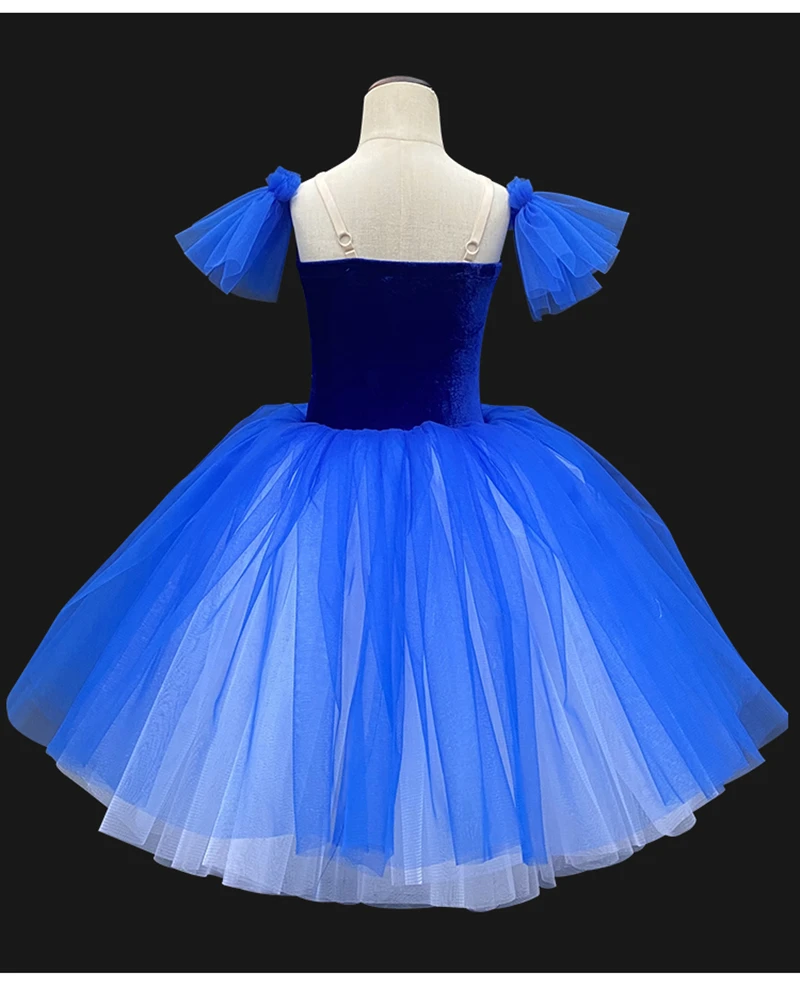 Vestido de balé azul vermelho, saia longa de dança para adultos e crianças, trajes profissionais de barriga, saias tutu, roupa de balé para meninas e mulheres
