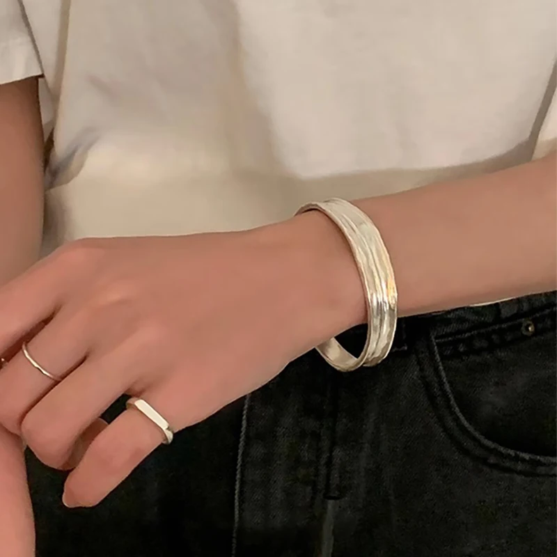 Foxanry Matte Texture Cuff Bracelets For Women Couples Minimalist Fashion Personality Elegant Handmade Party Jewelry Accessories