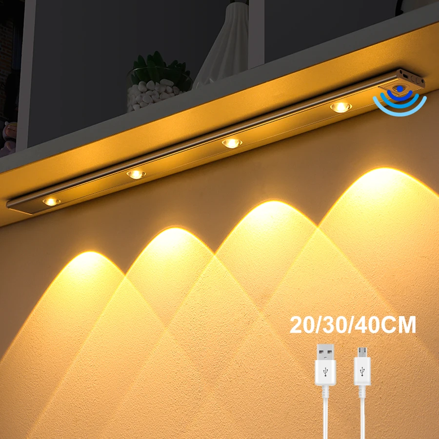 30/40/55CM Ultra thin LED Lights Cabinet Lighting PIR Motion Sensor USB Rechargeable Wireless Night lights Cabinet Kitchen lamp