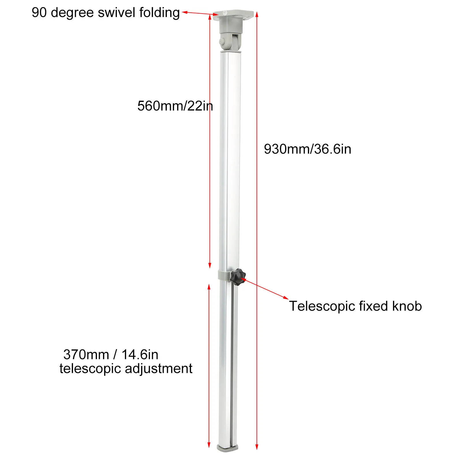 Folding Table Leg 560 to 930mm Aluminum Alloy Telescopic Desk Stand for RV Campers Caravans Boat