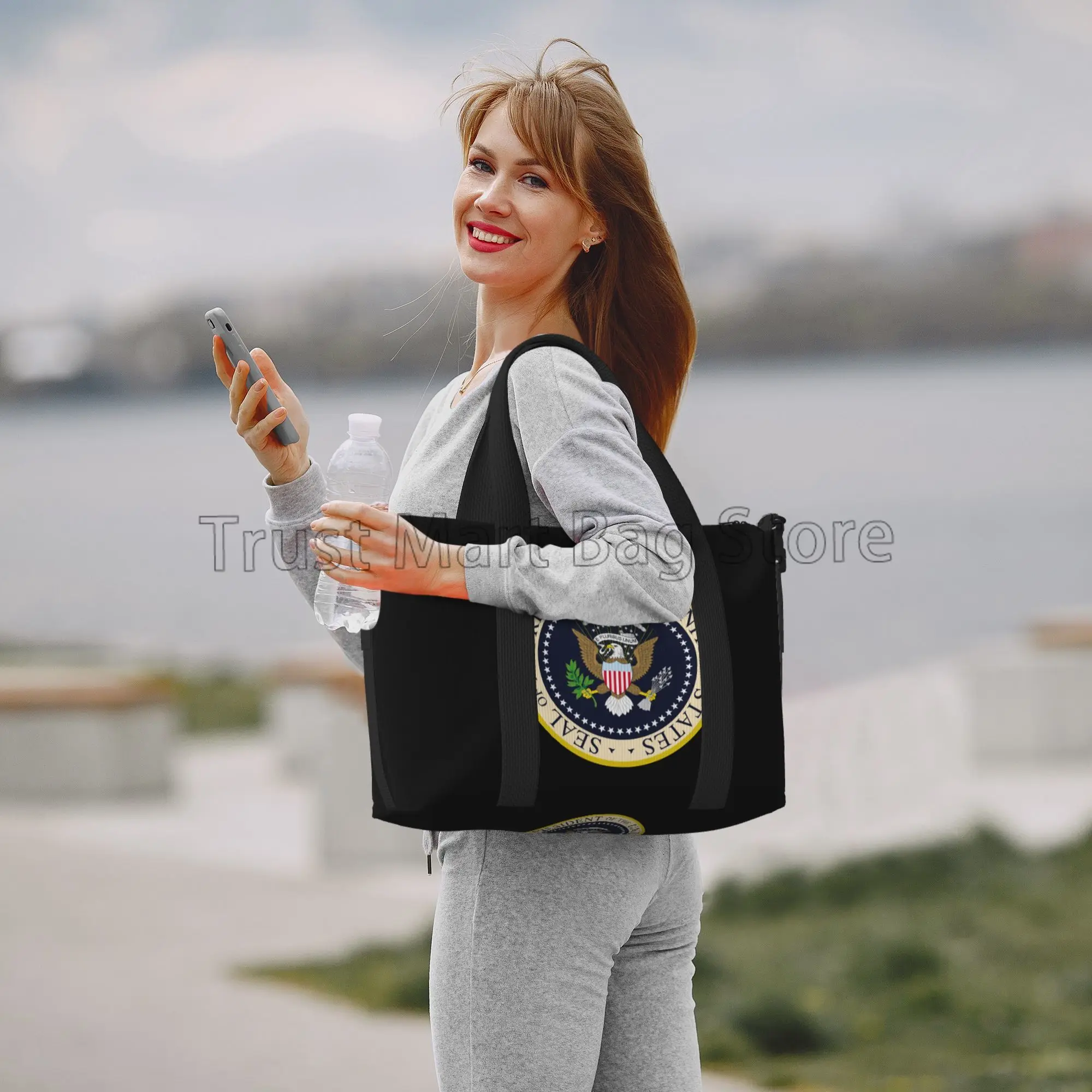 Bolsa de viaje con estampado de sello del Presidente de los Estados Unidos, bolsa de viaje personalizada Unisex, bolsa de Weekender, bolsas de mano deportivas para Yoga y gimnasio