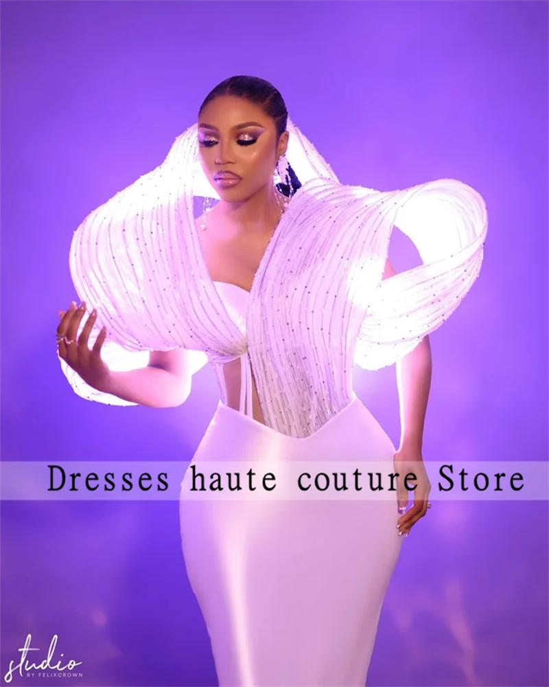 Aso Ebi White Evening Dresses African Women Formal Dresses For Women 2025 Tulle Ruched Off The Shoulder Elegant Dress Customized