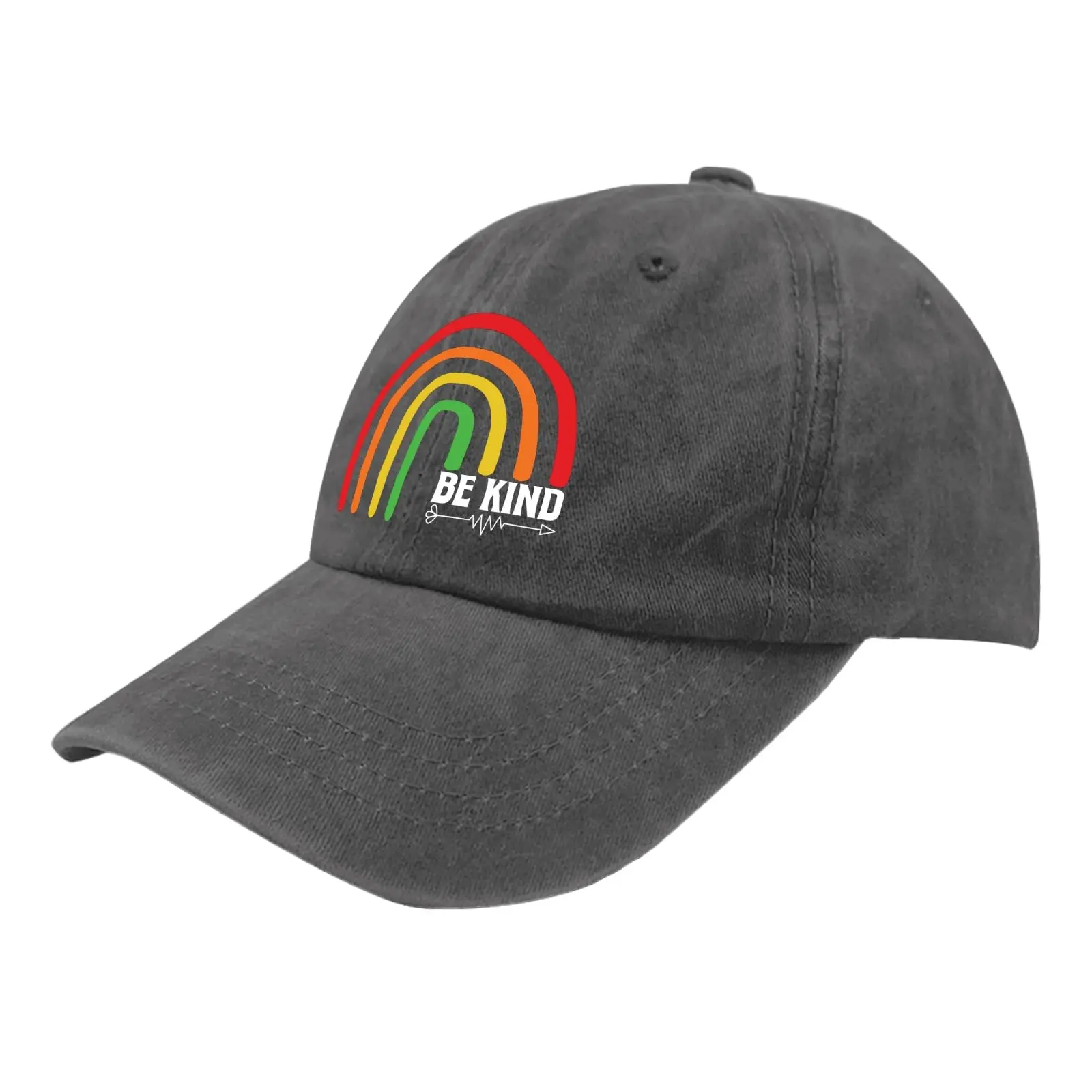 Beautiful Rainbow Hat Camp Hat Pure Cotton Cap Pigment Black Trucker Hats Women Gifts for Boyfriends Girlfriends Sun Cap