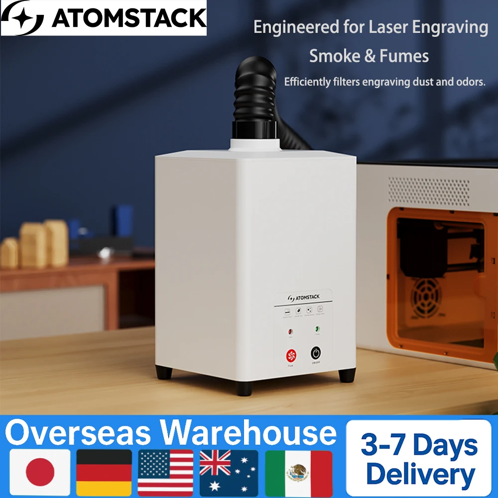 

НОВЫЙ Лазерный очиститель воздуха AtomStack D5 для гравировки, 5-слойный, 99.9% PM2.5/PM10, 3500 об/мин, для A12/A24/A48/P1, для дома и офиса