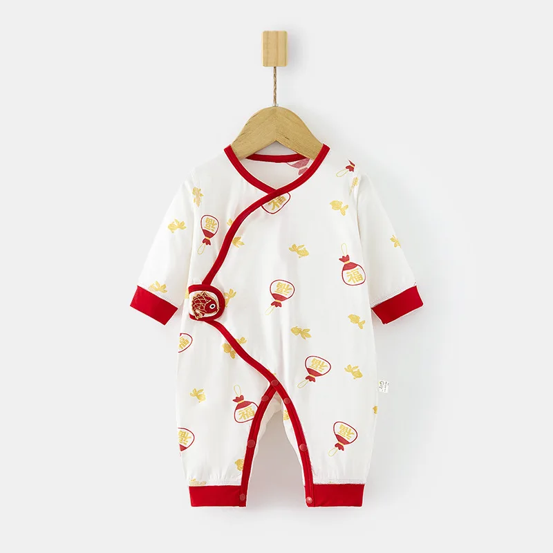 Newborn Summer Jumpsuit Baby Modal Thin Full Moon Newborn Rompers Long Sleeve Baby Summer Air Conditioning Clothes