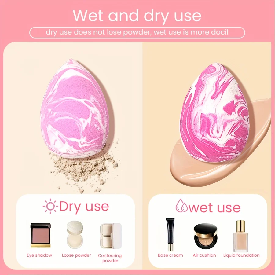 Spugna per trucco da 4 pezzi adatta per applicatore per trucco in polvere in polvere sciolta per correttore in crema e polvere