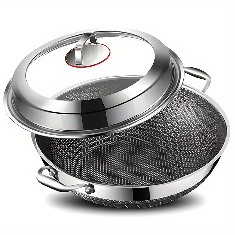 

316 stainless steel double handle soup pot and frying pan dual use 13.39inch (no coating, less smoke, including lid) Thanksgiving stew selection
