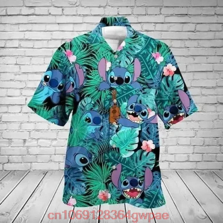 Stitch Hawaii Beach Hot Summer Shirt Disney Hawaiian Shirt Vintage Button Down Shirt Men Women T-Shirt Stitch Hawaiian Shirt