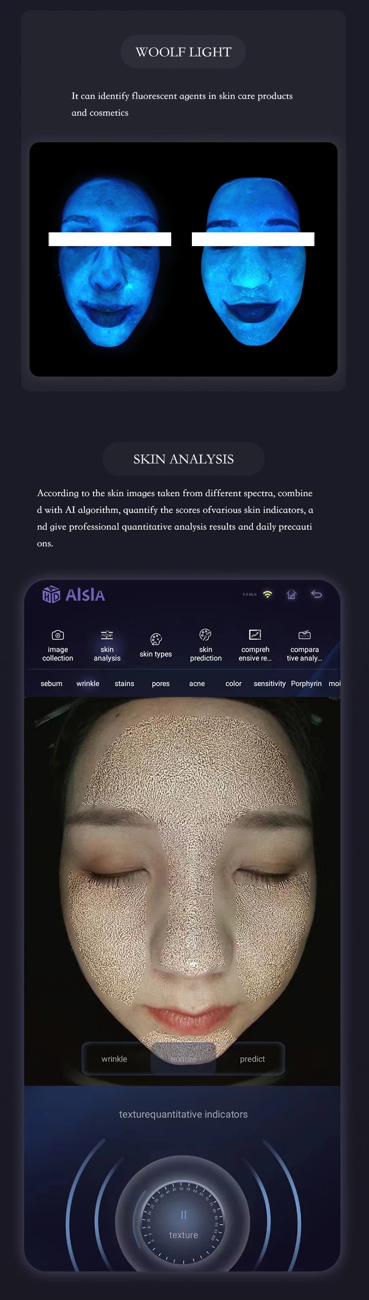 AISIA Q1 3D AI Facial Skin Analyzer Detection Skin Problem Diagnosis 8 Spectrum Professional Analysis Beauty Salon Equipment