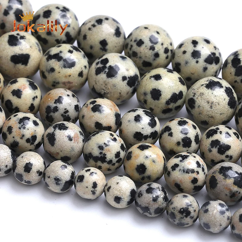 

Natural Panda Dalmation Jaspers Beads For Jewelry Making Round Loose Spacer Stone Beads DIY Bracelets Necklace 4 6 8 10 12mm 15"