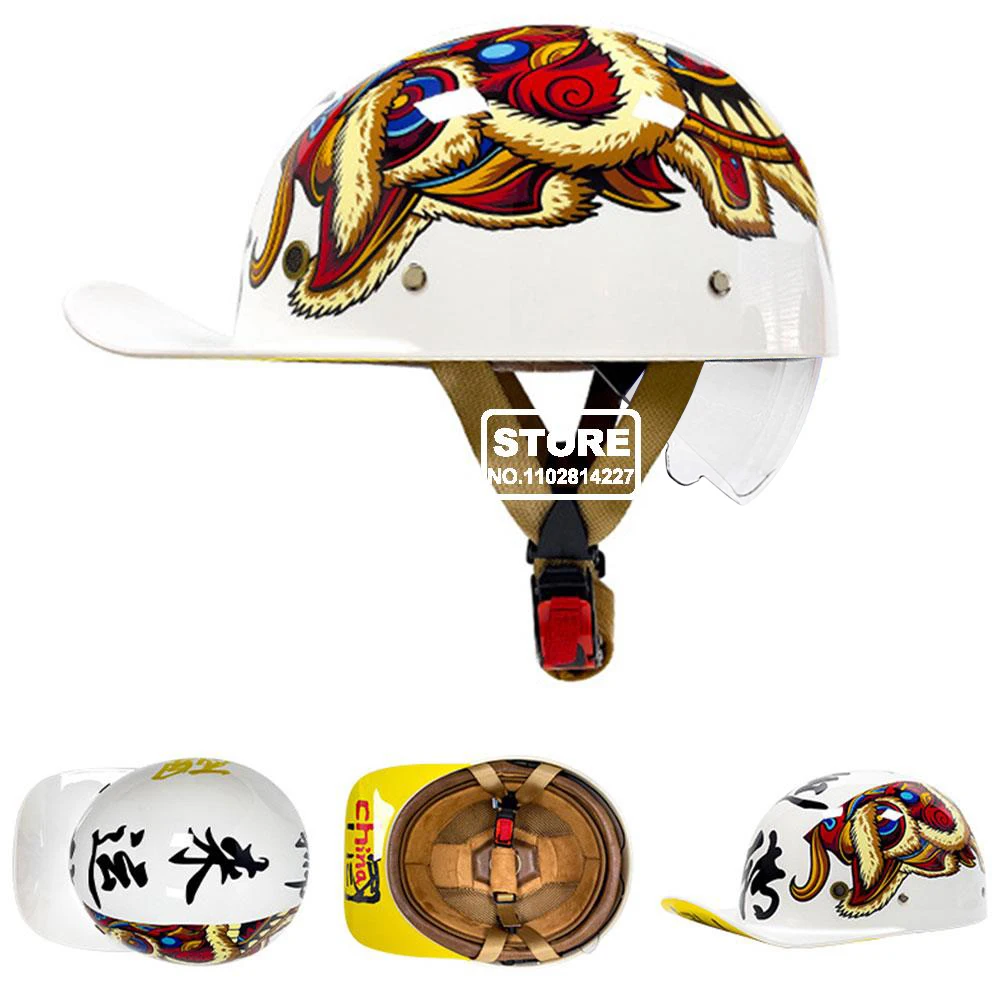 NONE Vintage Moto Helm DOT Zertifizierung Schutz Kappe Retro Motorrad Helm Männer Frauen Baseball Kappe Halb Helm 4