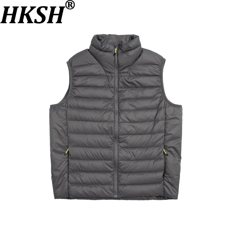 HKSH Autumn Winter New Men Tide Outdoor Sports Waterproof Layer Lightweight Down Vest Trend Spliced Warm Women Waistcoat HK15666