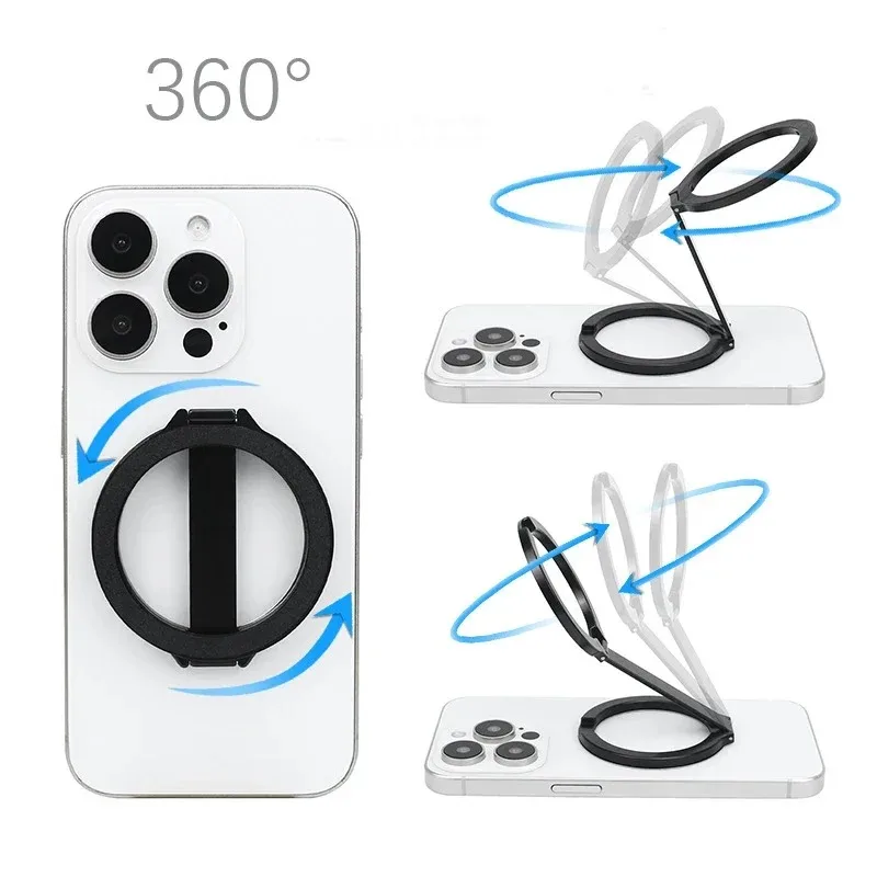 Double-Sided Magnetic Phone Stand Adjust Height 360 Degrees Rotating Desktop Phone Stand Gym Iron Surface Mangetic Stand image 3
